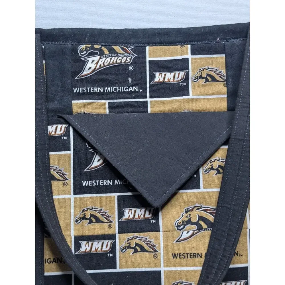 Western Michigan Broncos WMU Tote Bag Handmade Quilted Carryall Black Gold